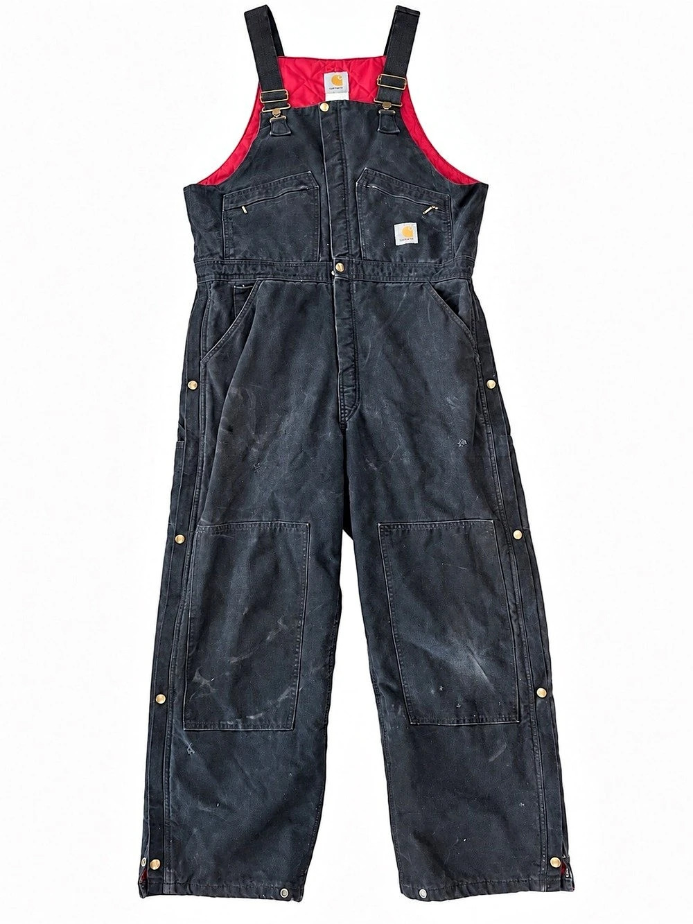 Carhartt Loose Fit Firm Duck Insulated Bib Overall Black Quilted-Lined Bib